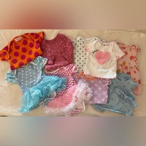 Lot of 10 Piece Infant Onesies and Tops - Sz 3-6